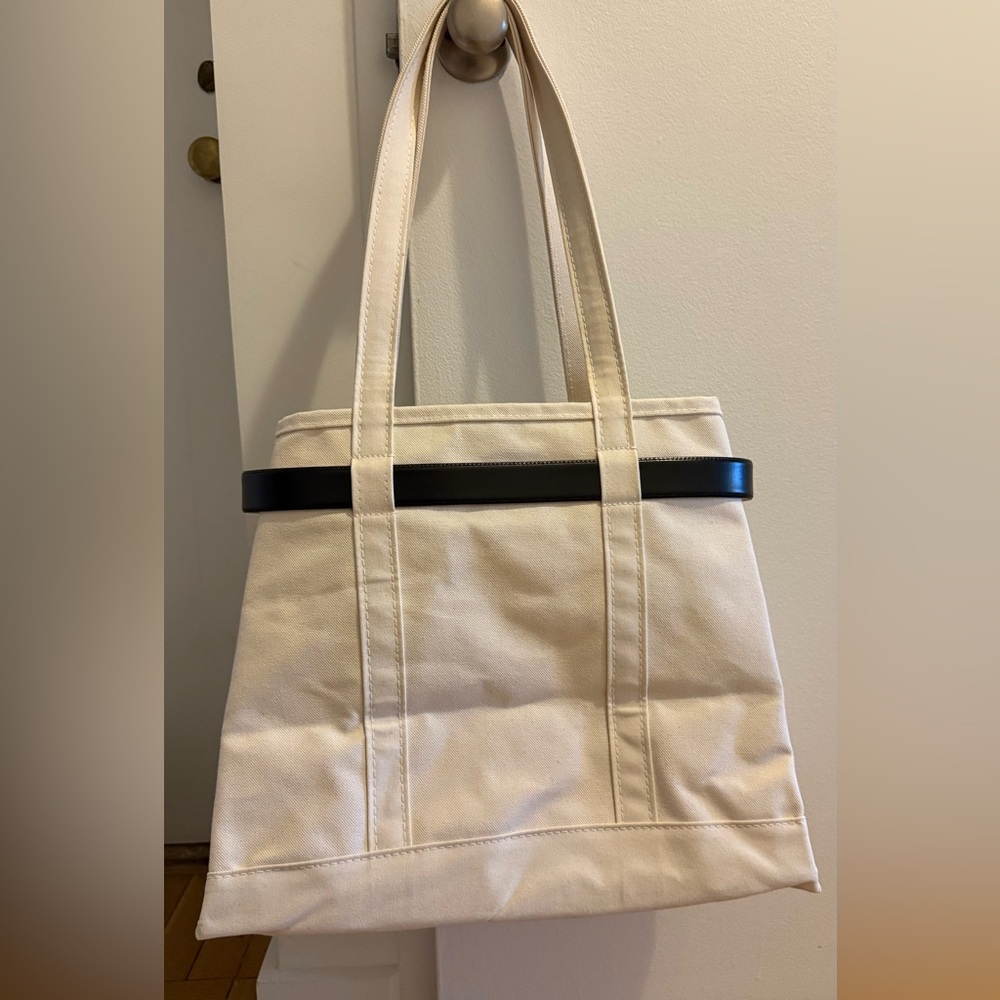 Tibi x LL Bean Cream Tote Bag with Black belt brand new!!! - Picture 2 of 10